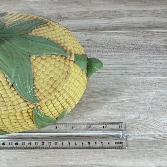 Vintage MKL Majolica Style Corn Soup Tureen Ceramic Lidded Vegetable Bowl - Picture 10 of 11